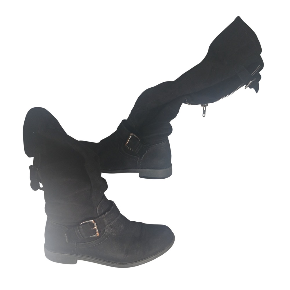 JustFab Bayley WC Black Tall Over The Knee Slouch Boots Womens 6.5 Wide Calf